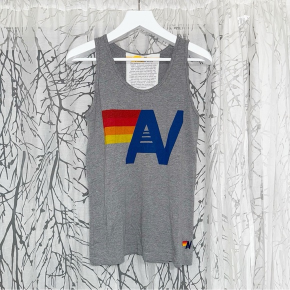 Aviator Nation Other - Aviator Nation HEATHERED light gray navy blue AV logo tank top